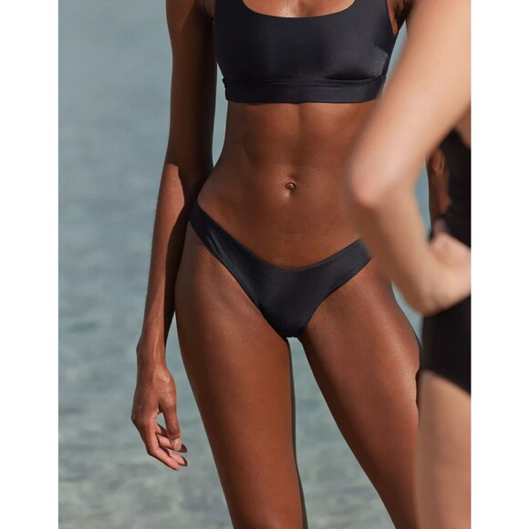 Aerie Bikini Bottom XXL 2XL Super High Cut Cheekiest Black Brazilian Swim AEO - Picture 3 of 12